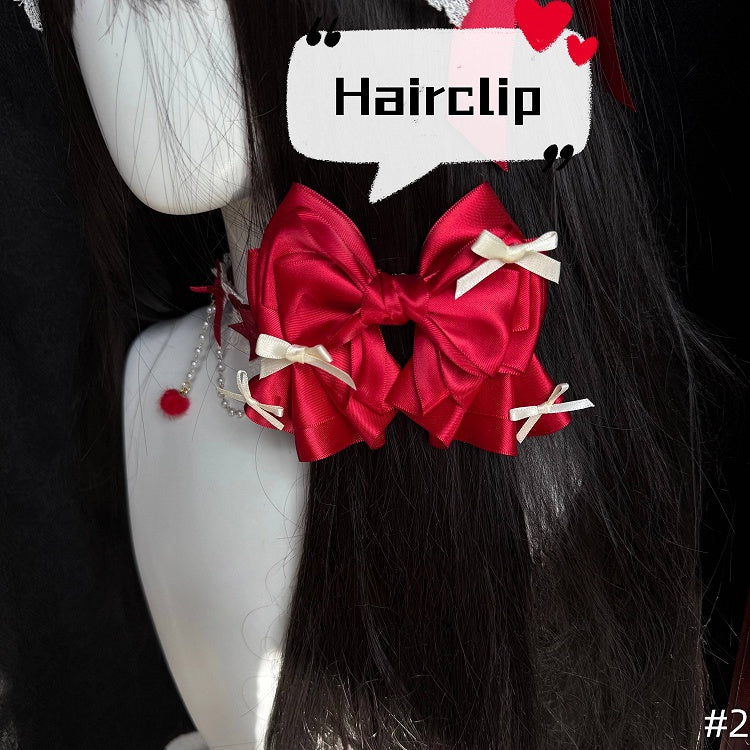 Hime - Set Hairband Lolita Accessory White Red