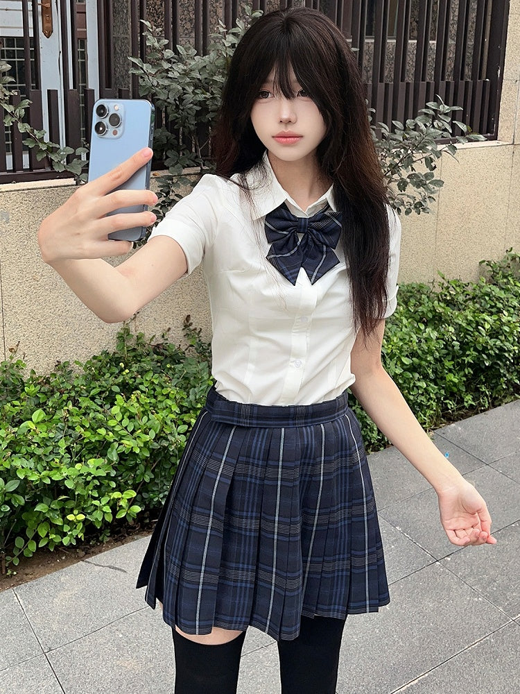 White Short Uniform Preppy Sleeves Style JK Shirt Version