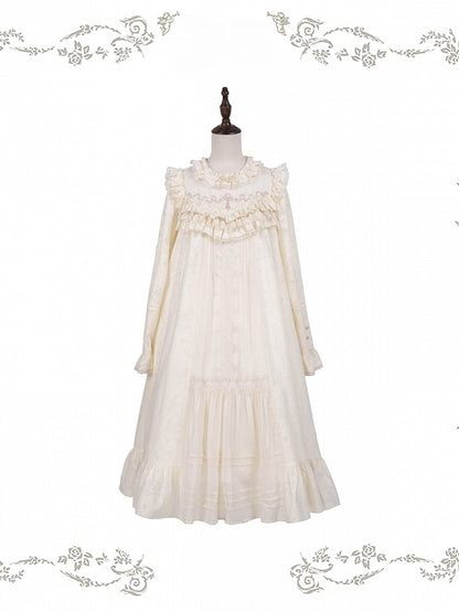 Beige A-line Lace OP Dress - iris de nuit