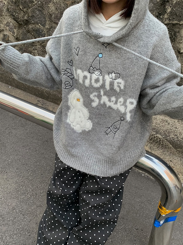 Hooded Gray Snowman Lettering with Sweater and Plush