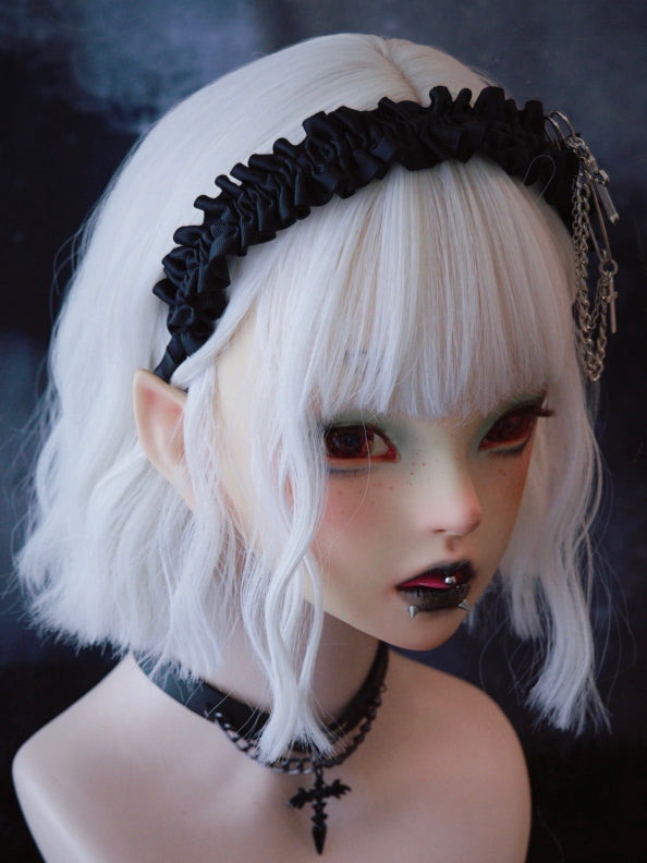 Ruffle Black Pin Decorated Cross KC Design With Trim