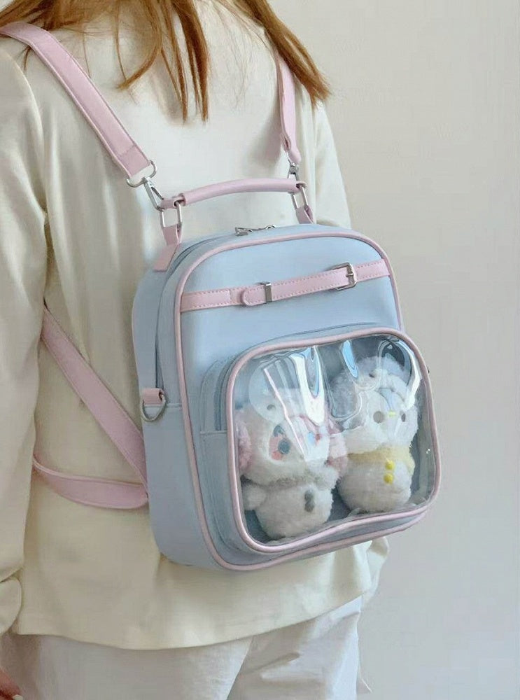 Backpacks Otaku Style Colorblocked Shoulder Bag with Doll Decoration - Lily Candy