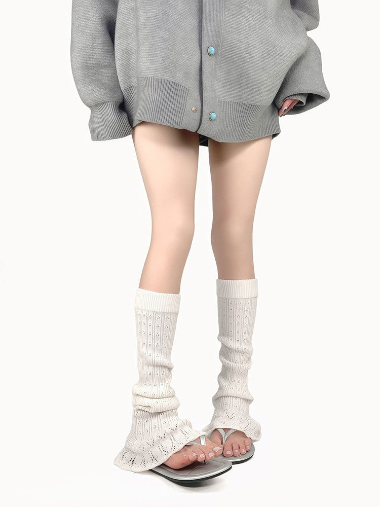 Knitted Warmers Leg Black/White/Gray Balletcore Flared