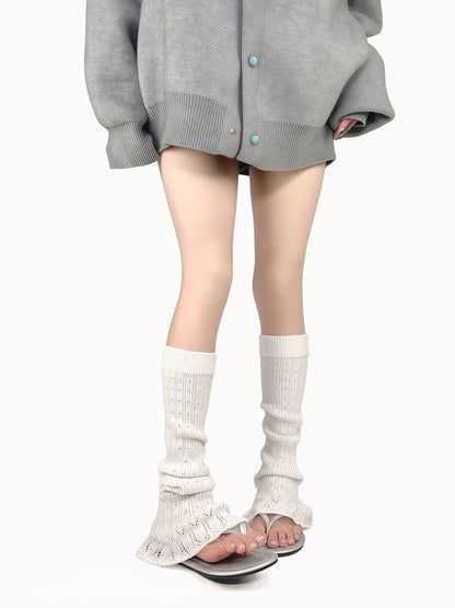 Knitted Warmers Leg Black/White/Gray Balletcore Flared