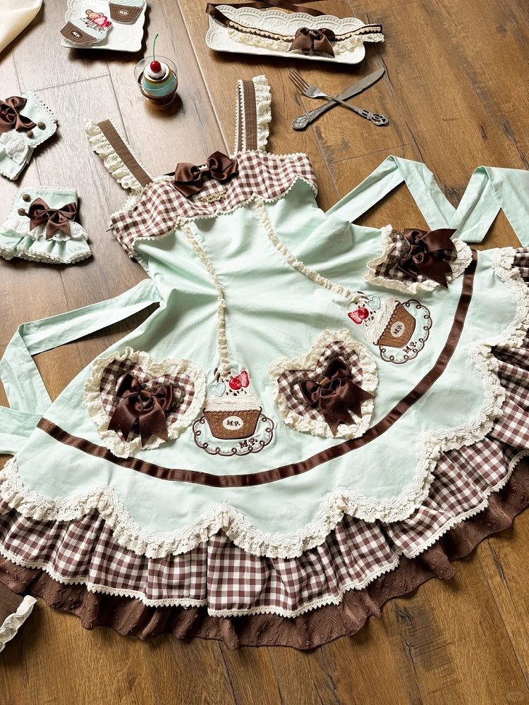Shape Green Lolita Heart Mint JSK Applique Cake Hem and Embroidery Pompompurin