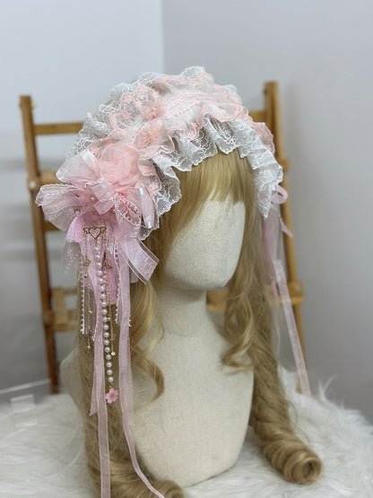 Ruffled Types Pink Lace Bow Hairband Lolita Flower 2 Sweet