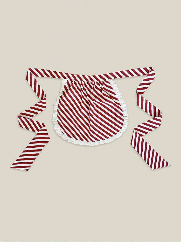 Schürze mit rotem Streifenmuster