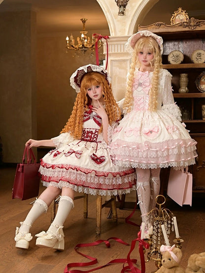 Embellishment Lolita White Blouse Pink Accents Bow Sweet Ruffle with