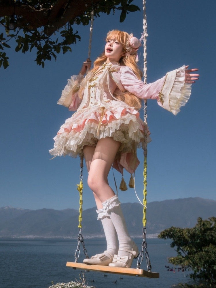 桜ピンク シノワズリ風 コルセットドレス Qi ロリータ JSK セット