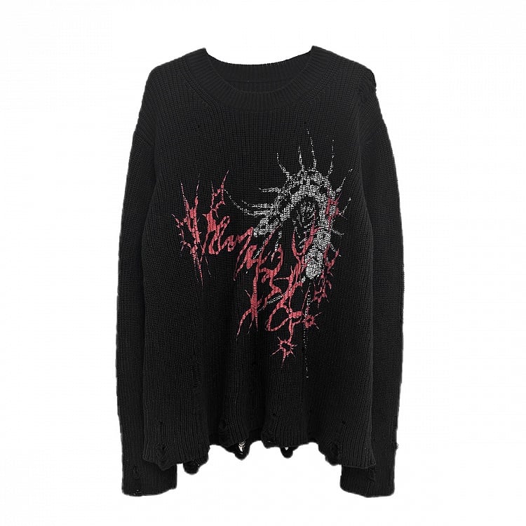 Dark Sweater Design White/Black with Gothic Centipede Aesthetic