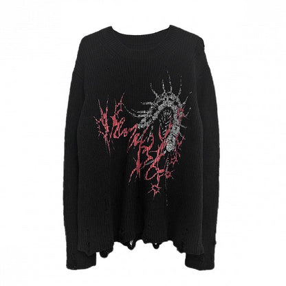 Dark Sweater Design White/Black with Gothic Centipede Aesthetic