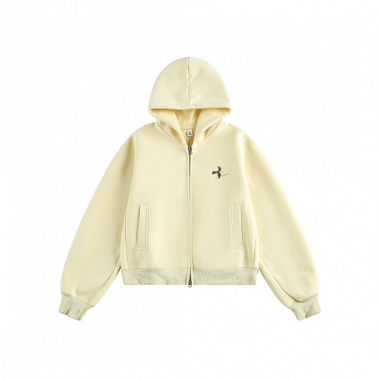 Zipper Placket Yellow Hoodie Kawaii Double-Pull