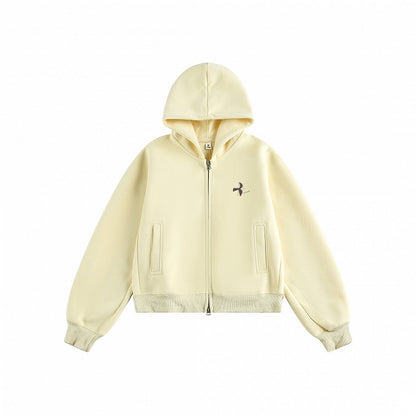 Zipper Placket Yellow Hoodie Kawaii Double-Pull