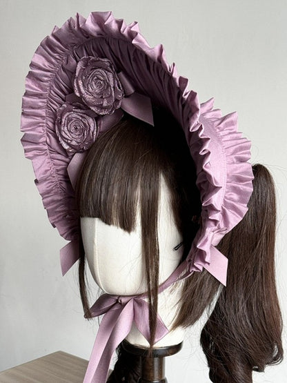 Purple/Pink Bonnet Ruffled Decorations Lolita Rosette with