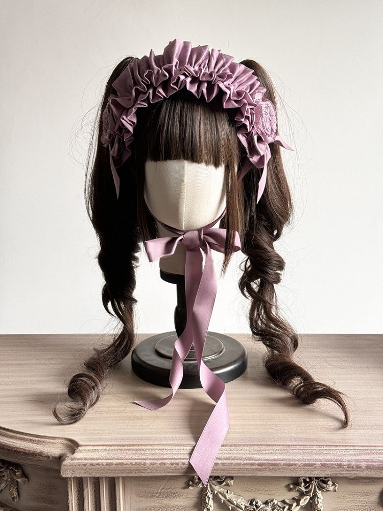 Lila/Rosa Haarband-Verzierungen mit Rüschen und Lolita-Rosette