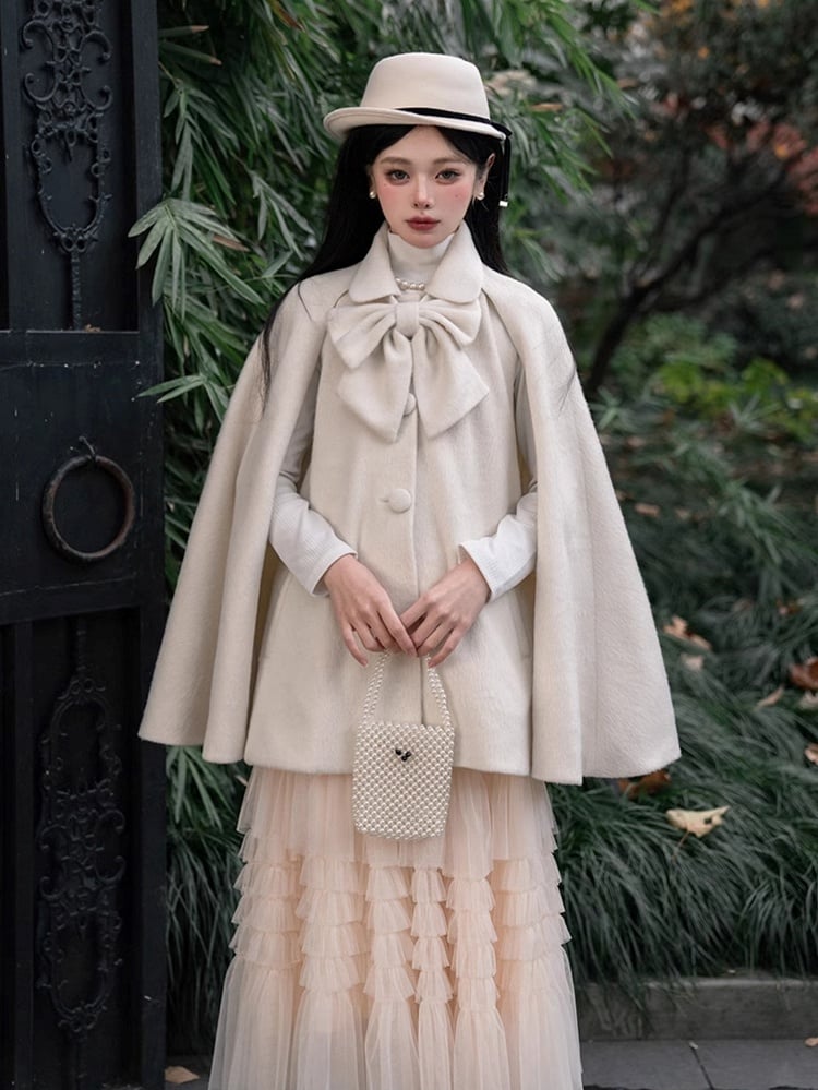 Beige Detail Lolita Cape Bow with