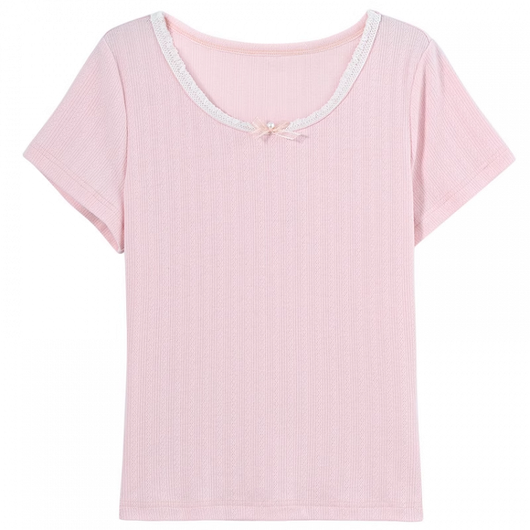 かわいい夢Tシャツ ピンク ラウンドネック