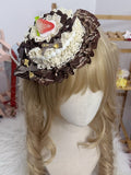 Lace Strawberry Hat Lolita Beige Mini Size Sweet Coffee 2 Options Cake