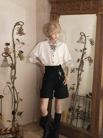Classic Ouji Lolita Shirt with Short and Long Sleeves - Magic Skirt Cat