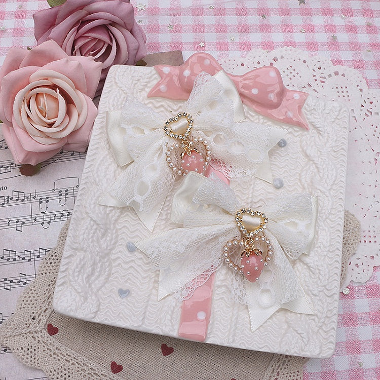 Strawberry Charm Hairclip Options Heart Bowknot Kei Color 5 Jirai