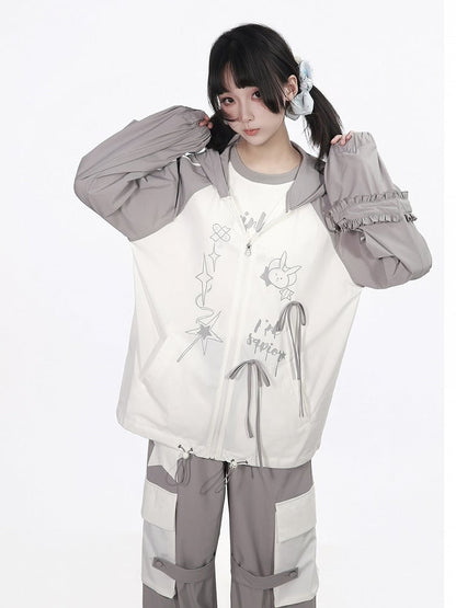 Cool-Touch Cartoon Print Hooded Jacket - PINK SAVIOR