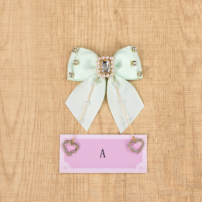 Jirai with Green 4 Options Rhinestones Kei Bow Hairclip Shimmering Mint