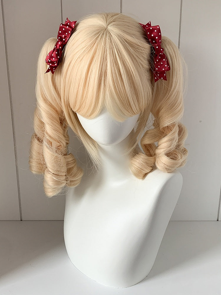 Lolita Haarspangen mit Schleife und Punkten in Rot/Rosa mit süßem Muster