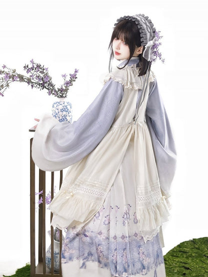 and White Purple Lolita Top Gradient Cross-Collar