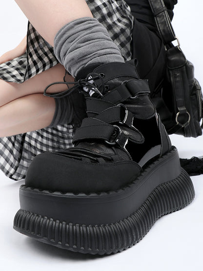 v Closure Black with Boots Lace-Up Rock - Ankle Lace-up Punk Platform