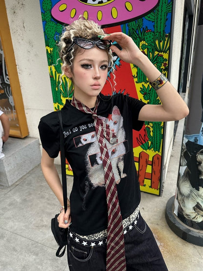 Unisex Black Cat Graphic Tee - DETW OnLine