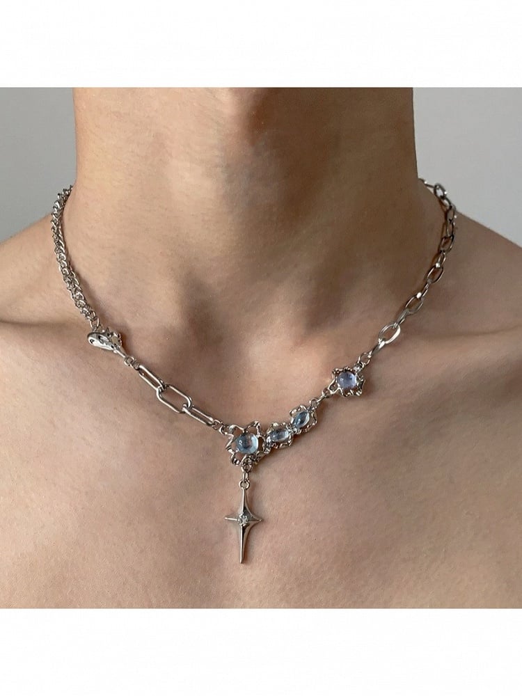 Rhinestone Asymmetrical Y2K Pendant Necklace - YSHXS