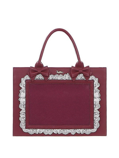 Bag Lace Accents Trim Lolita Sweet Bow Red Hand with and Wine