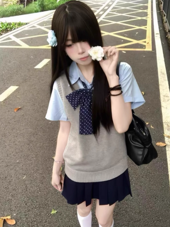 Blue Pleated Legnth JK /55CM Uniform 39CM Dark Skirt