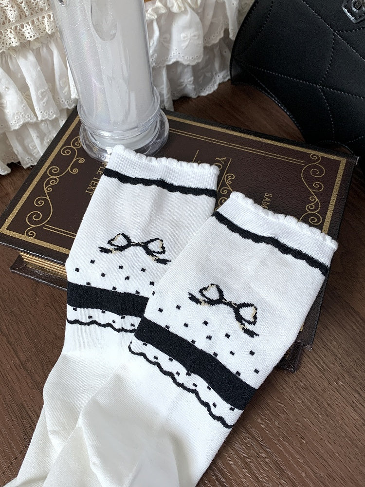 Calf Bow Socks Pattern And Green/White Candlestick