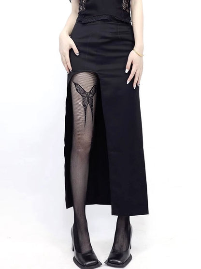 黒蝶柄ゴシック網タイツ