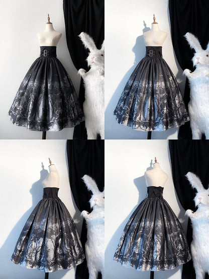 Skirt Corset Waist Black Belt Gray Lolita High Gothic