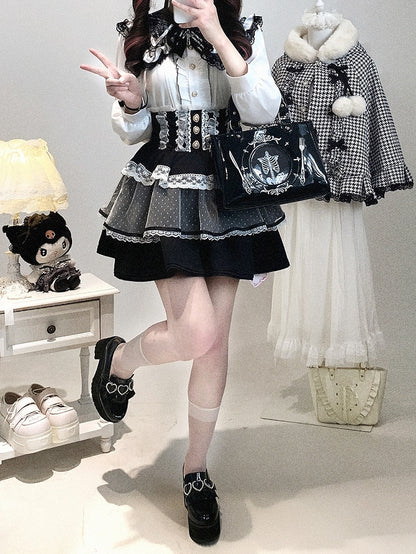 with Blouse Style Romance Lace Kei Jirai Dark | Pointed Chiffon