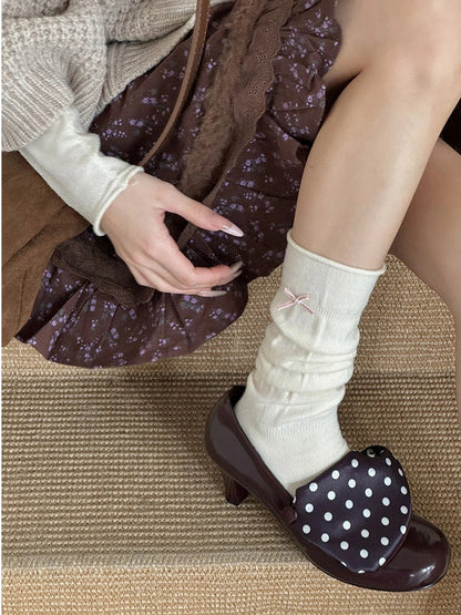 Embellishments Ribbed 4-Color with Bow Calf Socks