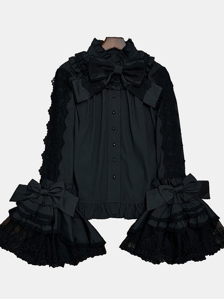 Black Bell Sleeve Lace Lolita Blouse - NnSTAR