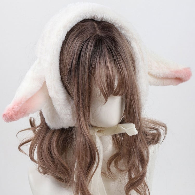 Plush Pink Earmuffs Lamb Sweet Lolita Ear White