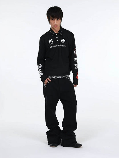 Zebra Print Black Curved Leg Denim with Dual Hem - DETW OnLine