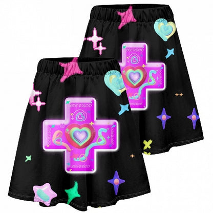 Herzrock Print Stern Weiß/Schwarz Kreuz und A-Linie