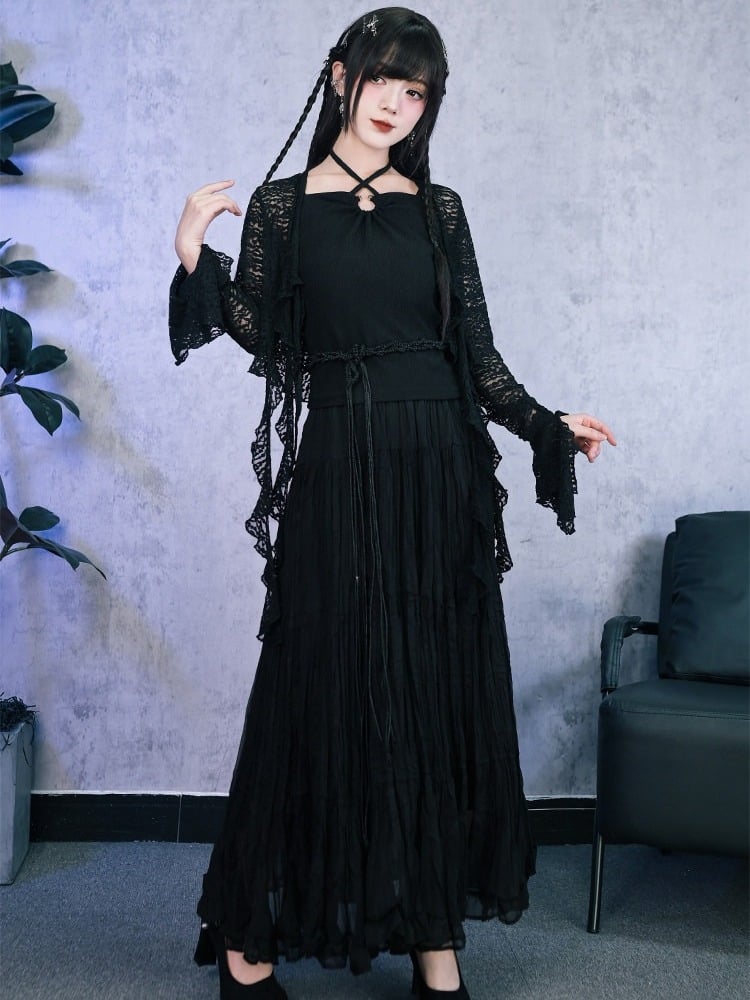 Crinkled Chiffon Maxi Skirt - Quirky Hut
