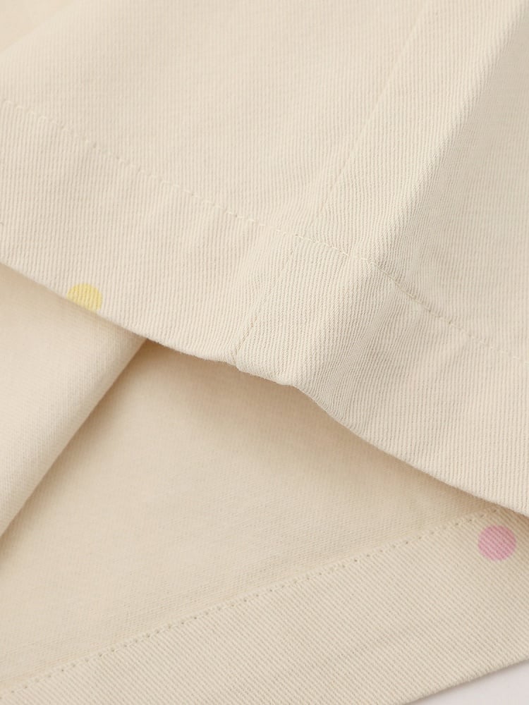Apricot Polka Dot Cropped Wide Pants with Puppy Embroidery - Languid Park