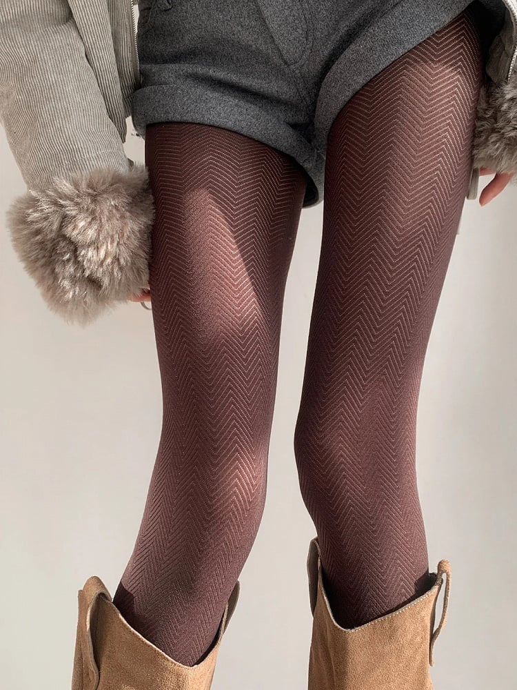 Opaque Tights Textured (3 Colors) Herringbone