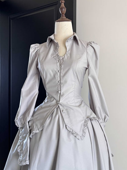 Lolita Long Gothic Gray Sleeves Shirt Light