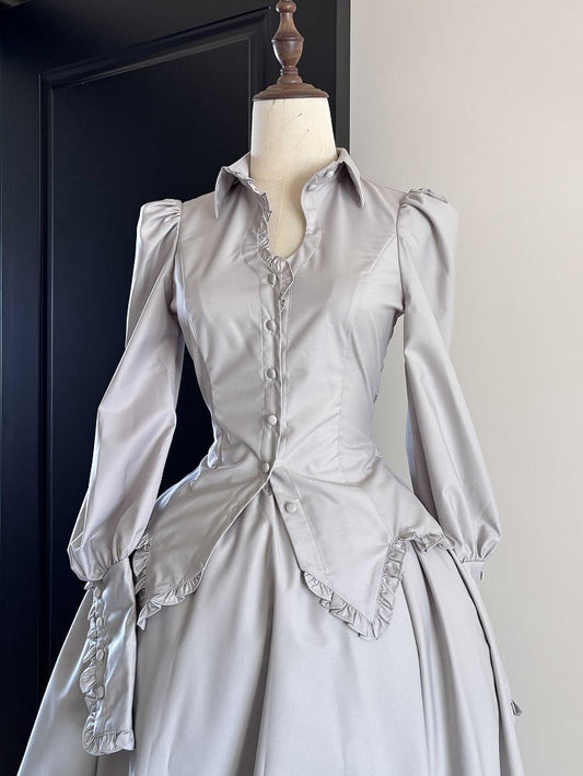 Lolita Long Gothic Gray Sleeves Shirt Light