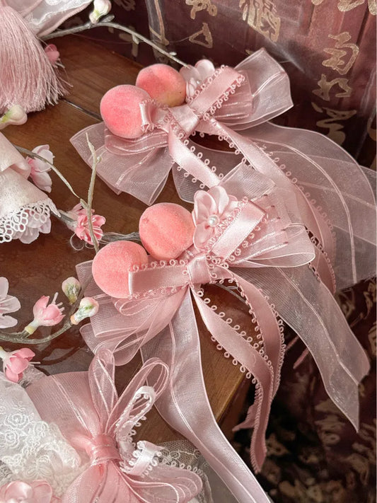 Rosa Pfirsich Haarspange mit Schleife