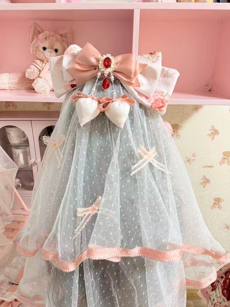 Polka Dot Patterned Lolita Veil Available in Blue and Pink - PG Lullaby