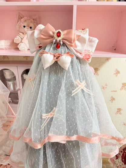 Polka Dot Patterned Lolita Veil Available in Blue and Pink - PG Lullaby